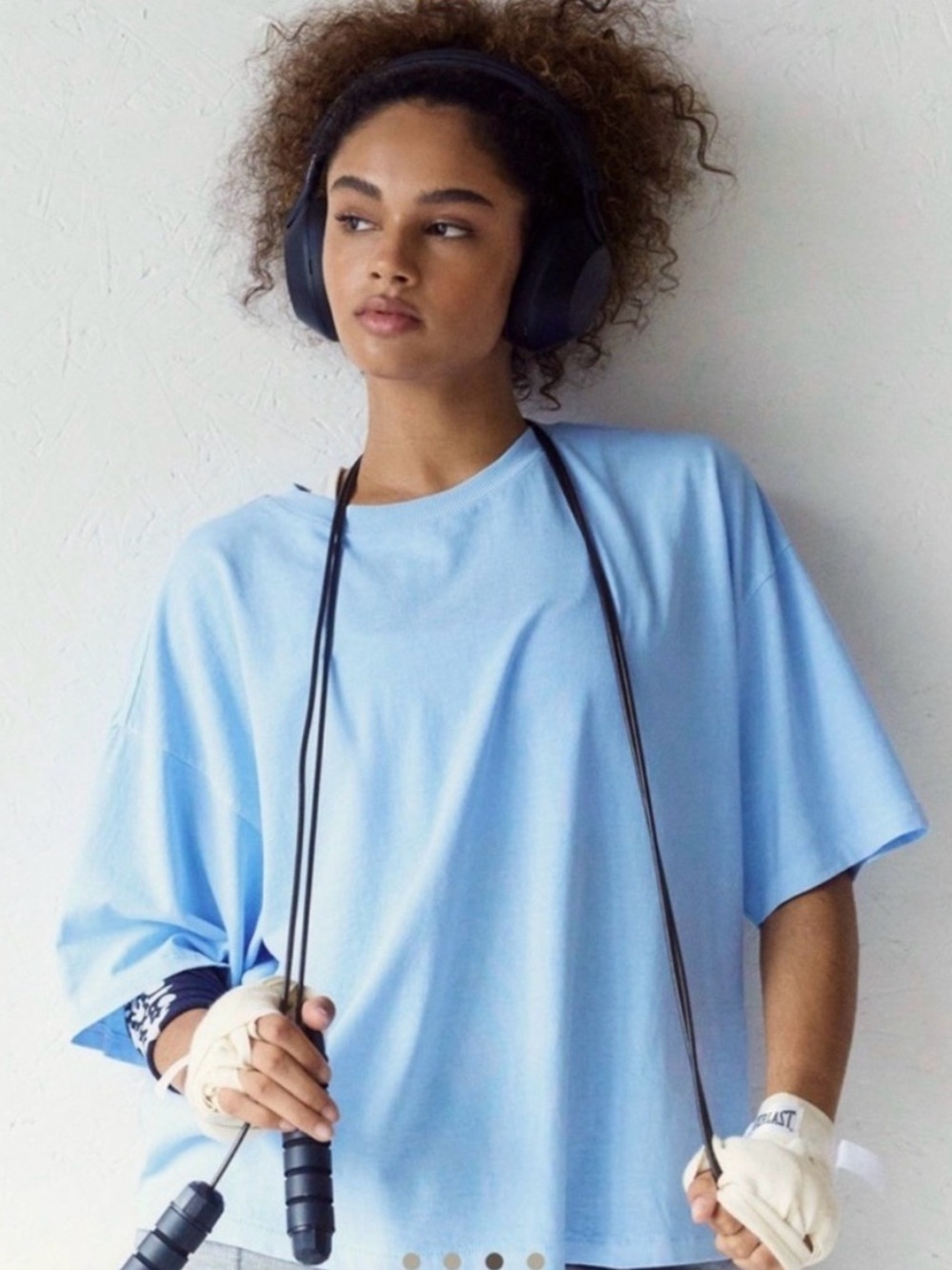 Free People Oversized Light Blue Short Sleeve Tee